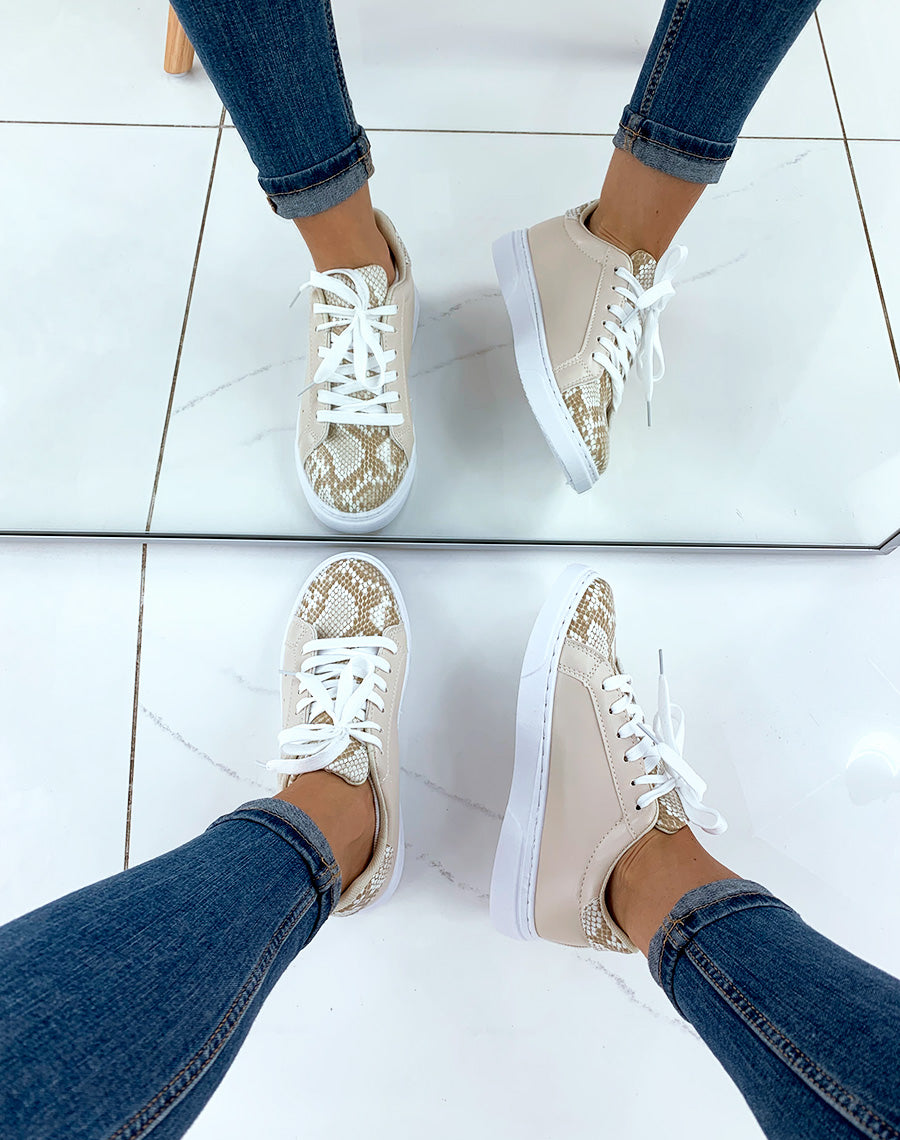 Baskets beige snakeskin
