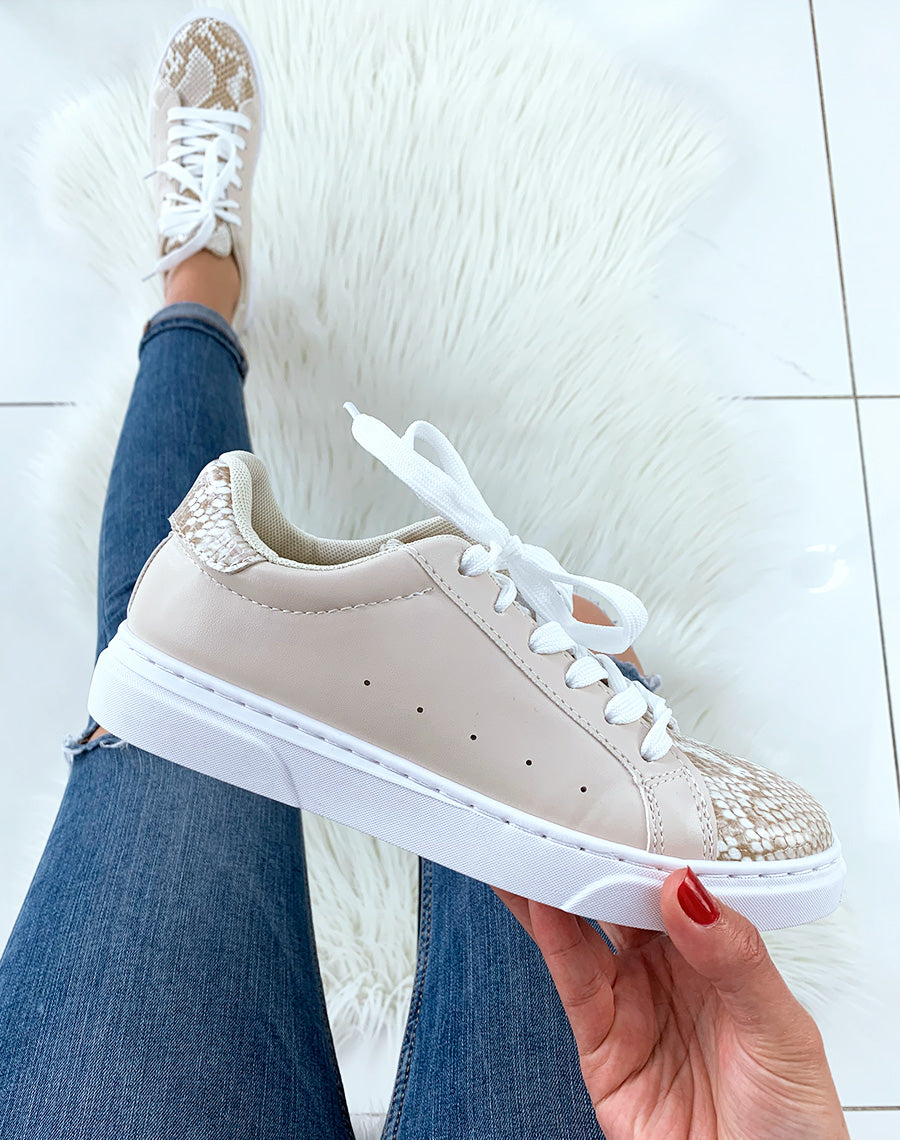 Baskets beige snakeskin