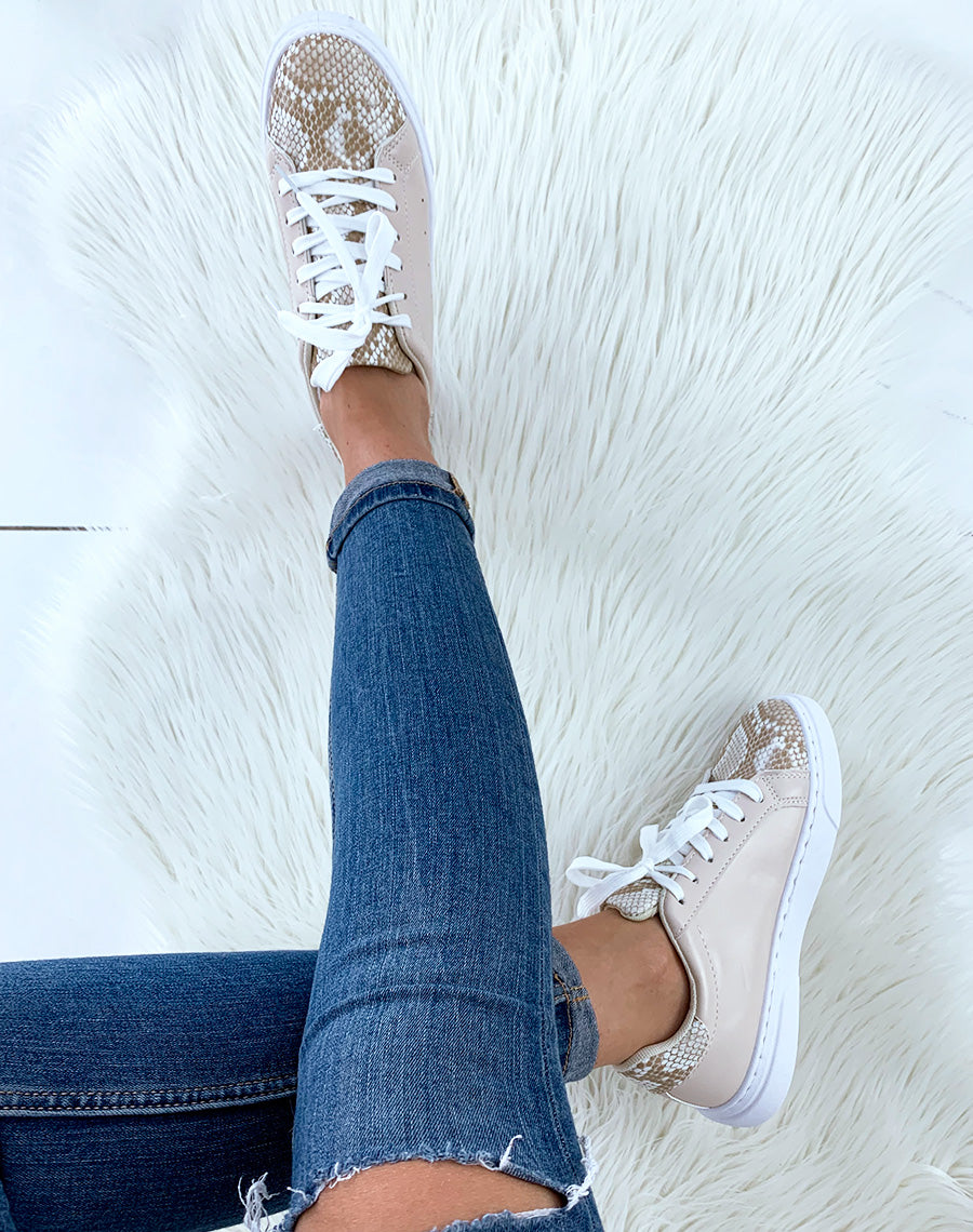 Baskets beige snakeskin