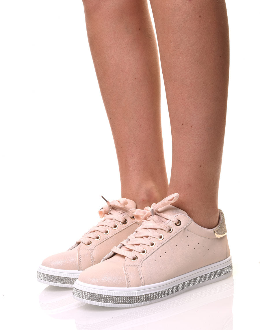 Baskets beiges avec strass