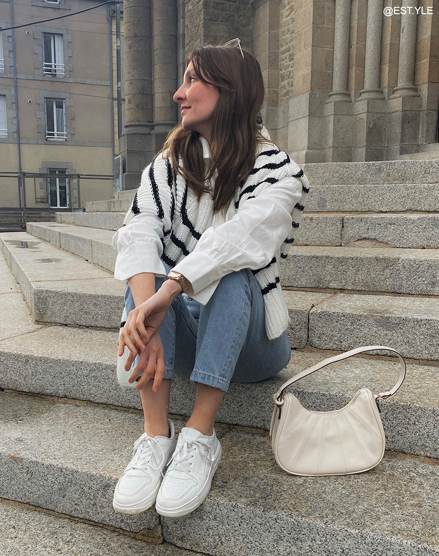 Baskets blanches avec surpiqures