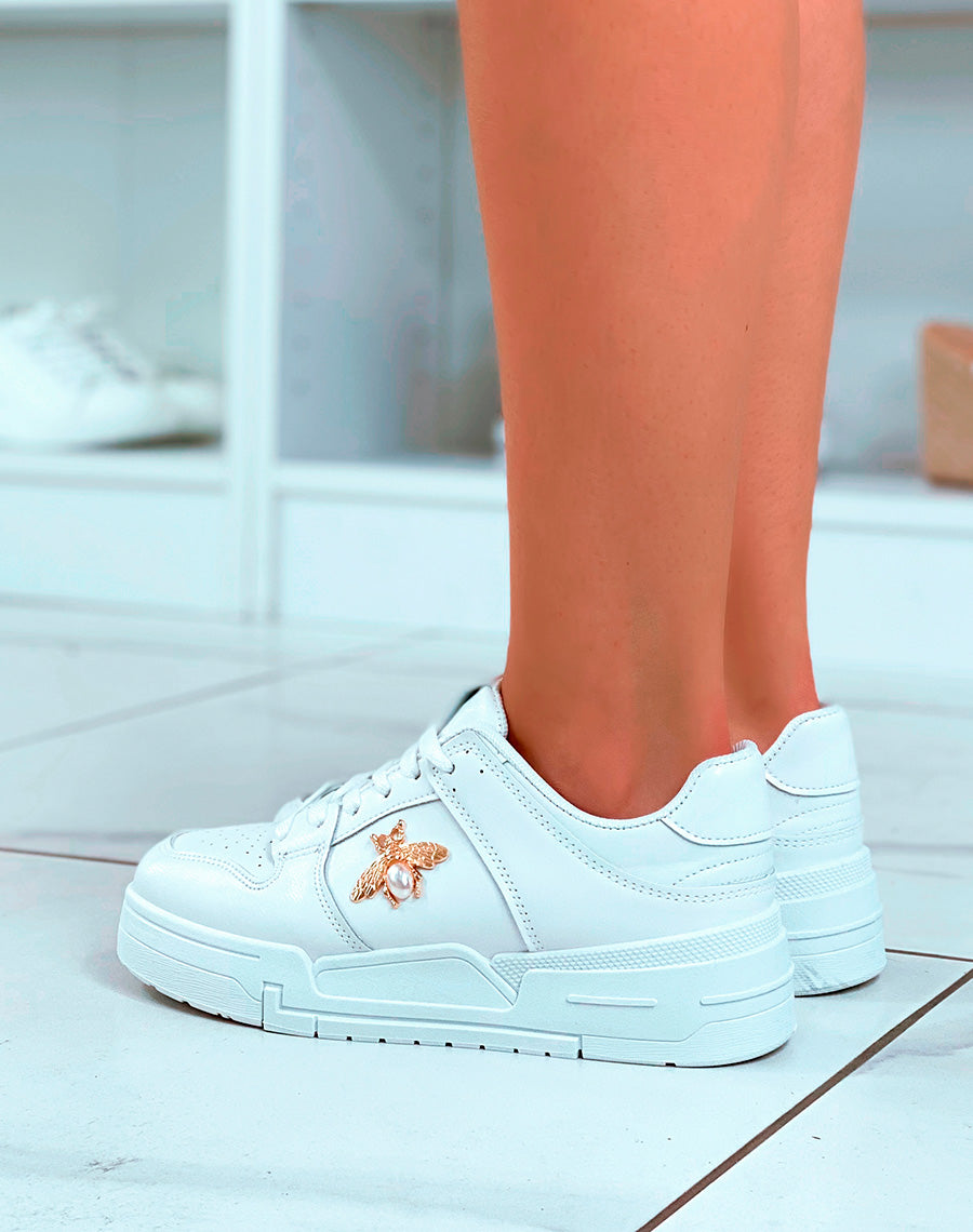 Baskets blanches à bijoux abeille