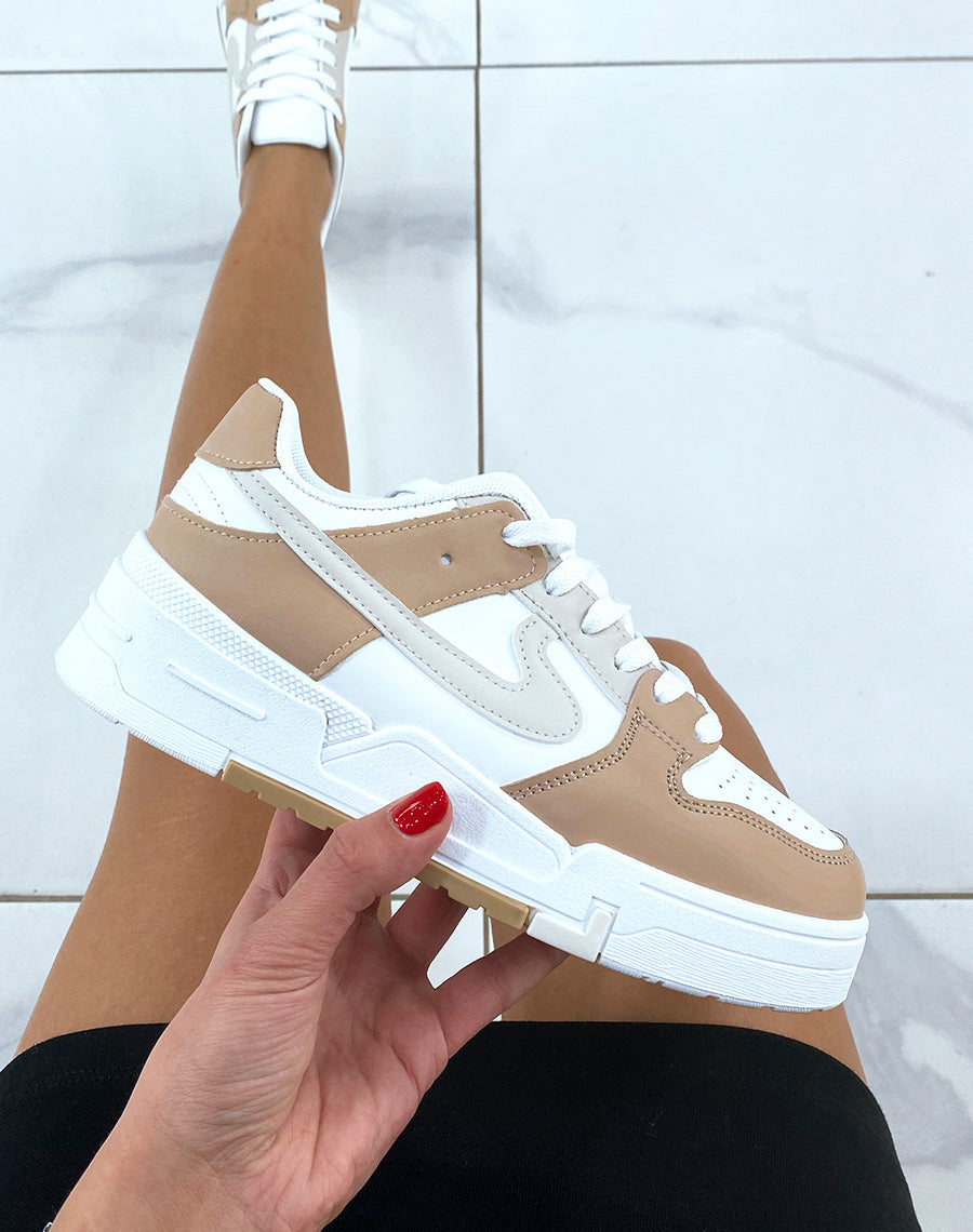 Baskets blanches et beiges