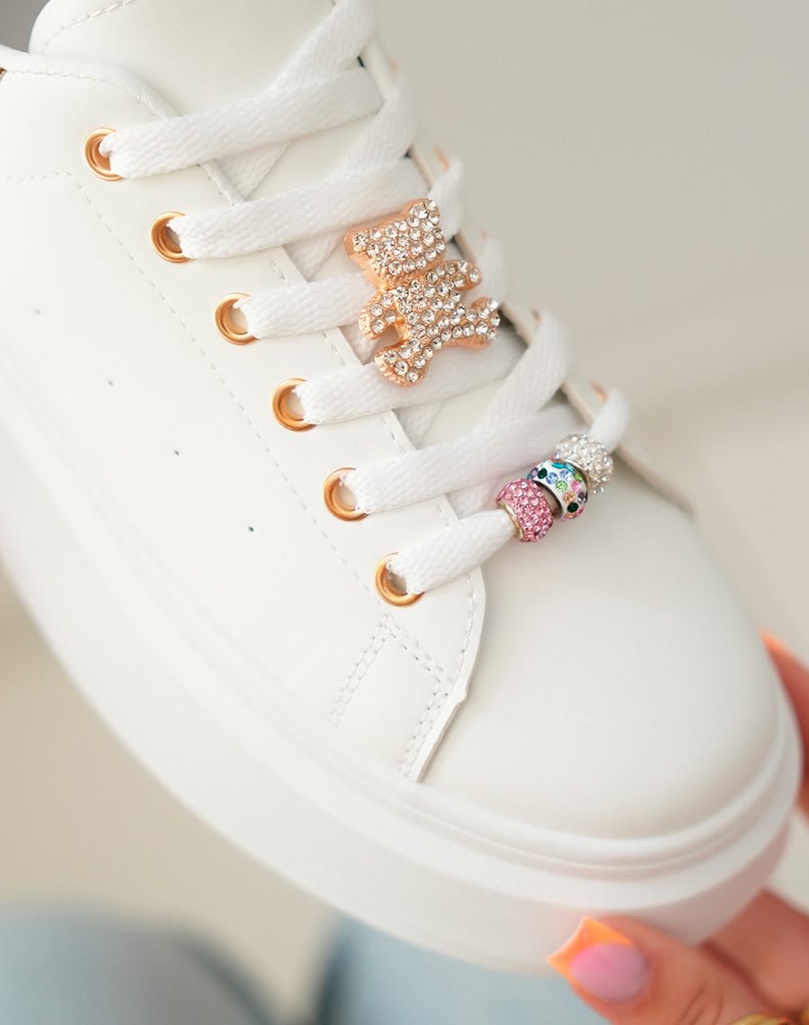 Baskets Blanches Femme à Bijoux Strass