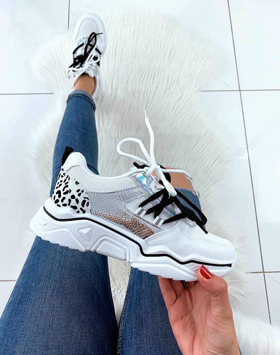 Baskets blanches imprimé animal