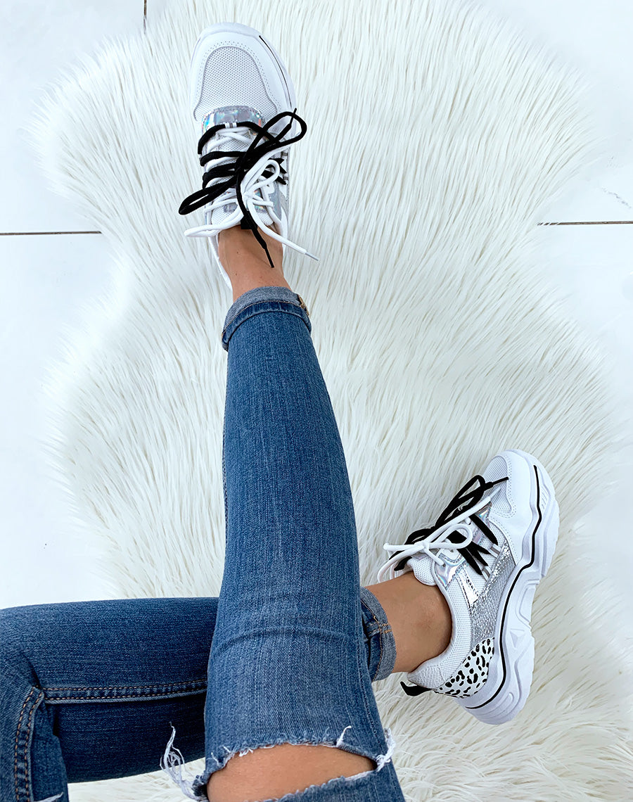 Baskets blanches imprimé animal