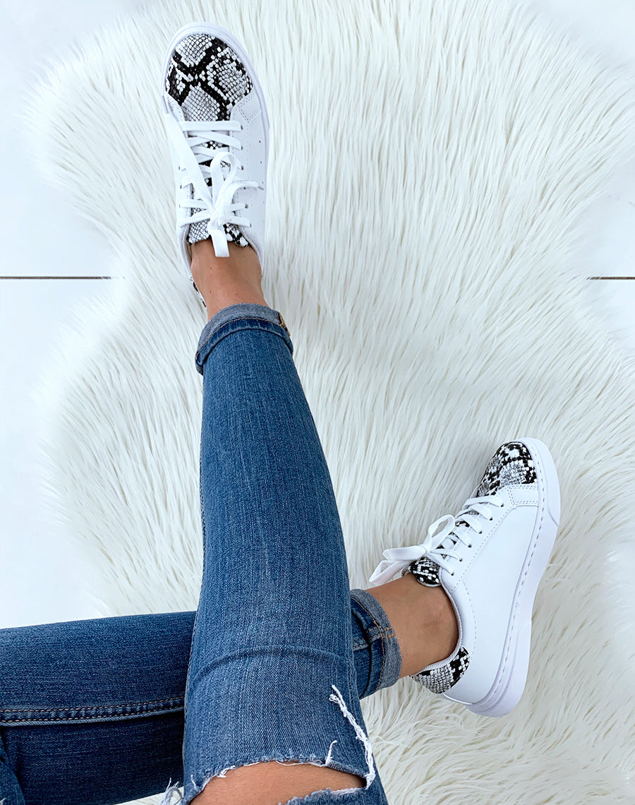 Baskets blanches snakeskin