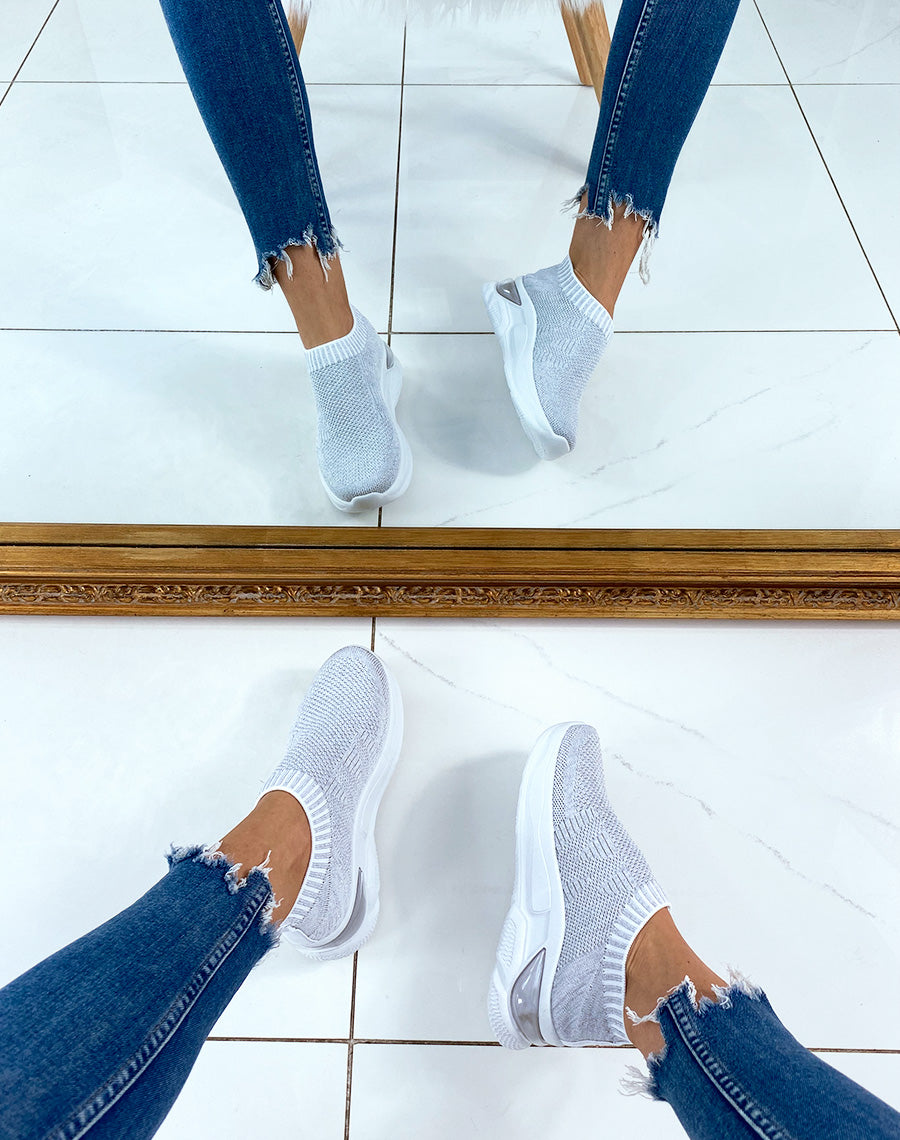 Baskets chaussettes basses Silver