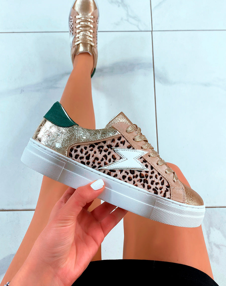 Baskets dorées et à motif léopard