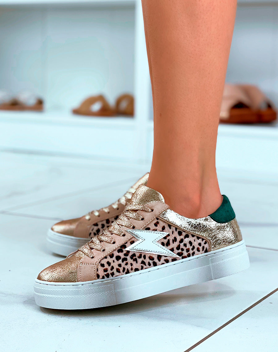 Baskets dorées et à motif léopard