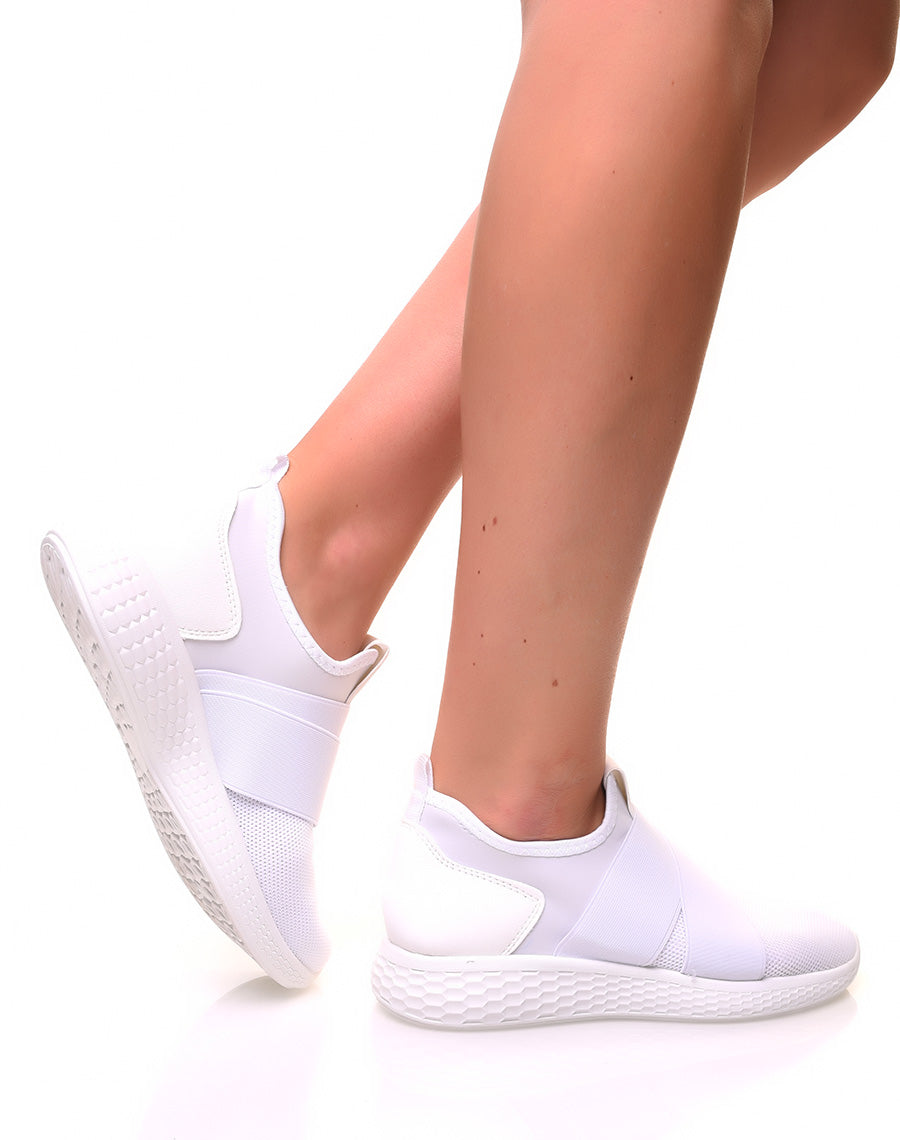 Baskets effet chaussette en toile blanche pailletée