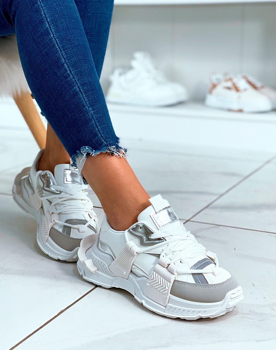 BASKETS ? EMPI?CEMENT BLANCHES POUR FEMMES