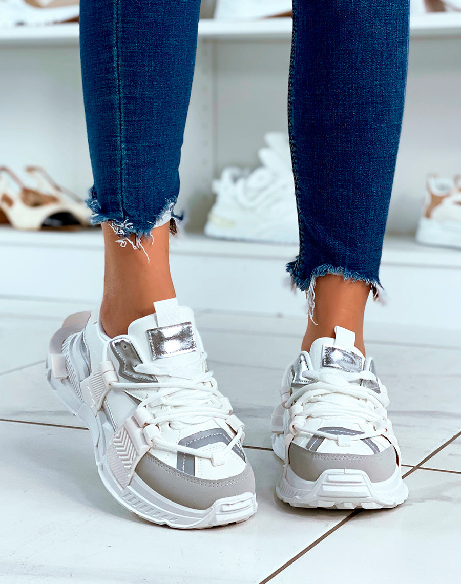 BASKETS ? EMPI?CEMENT BLANCHES POUR FEMMES