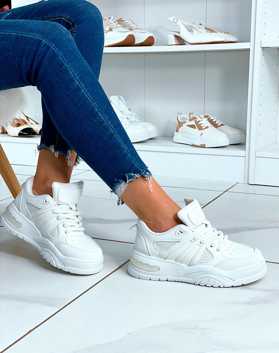 BASKETS ? EMPI?CEMENT BLANCHES POUR FEMMES