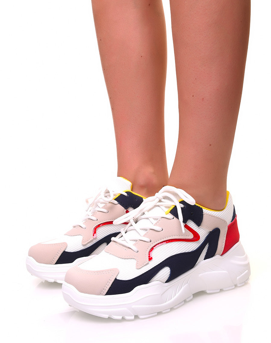 Baskets à empiècements en suédine et vernis multicolore