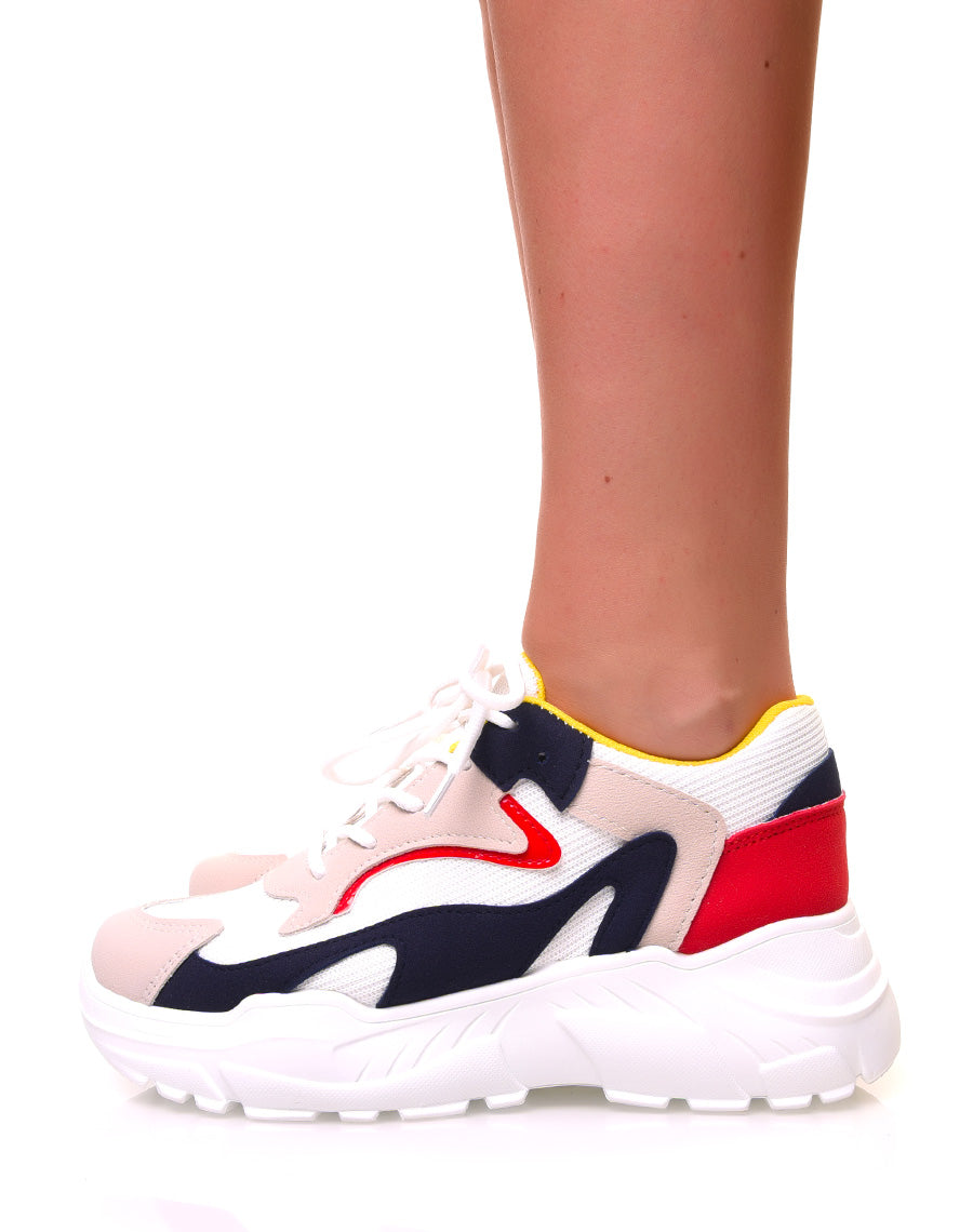 Baskets à empiècements en suédine et vernis multicolore