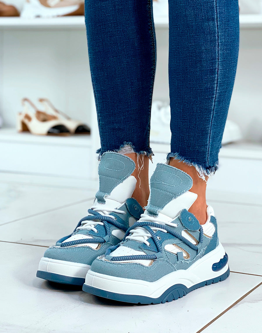 BASKETS EN JEAN ? MULTIPLES D?TAILS ET LACET EN CORDE
