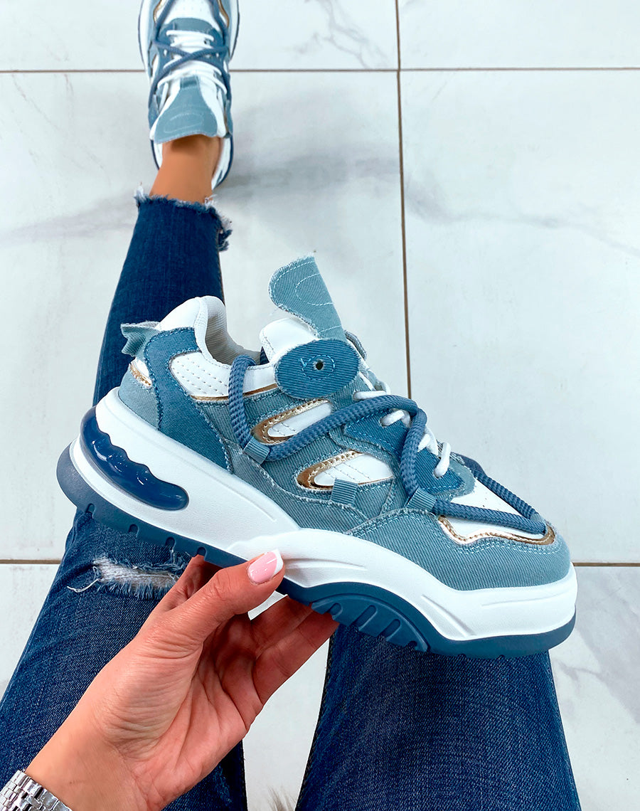 BASKETS EN JEAN ? MULTIPLES D?TAILS ET LACET EN CORDE