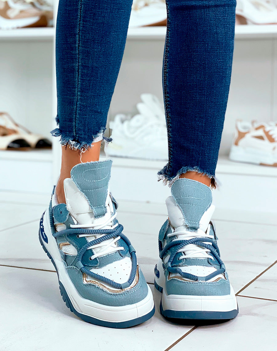 BASKETS EN JEAN ? MULTIPLES D?TAILS ET LACET EN CORDE