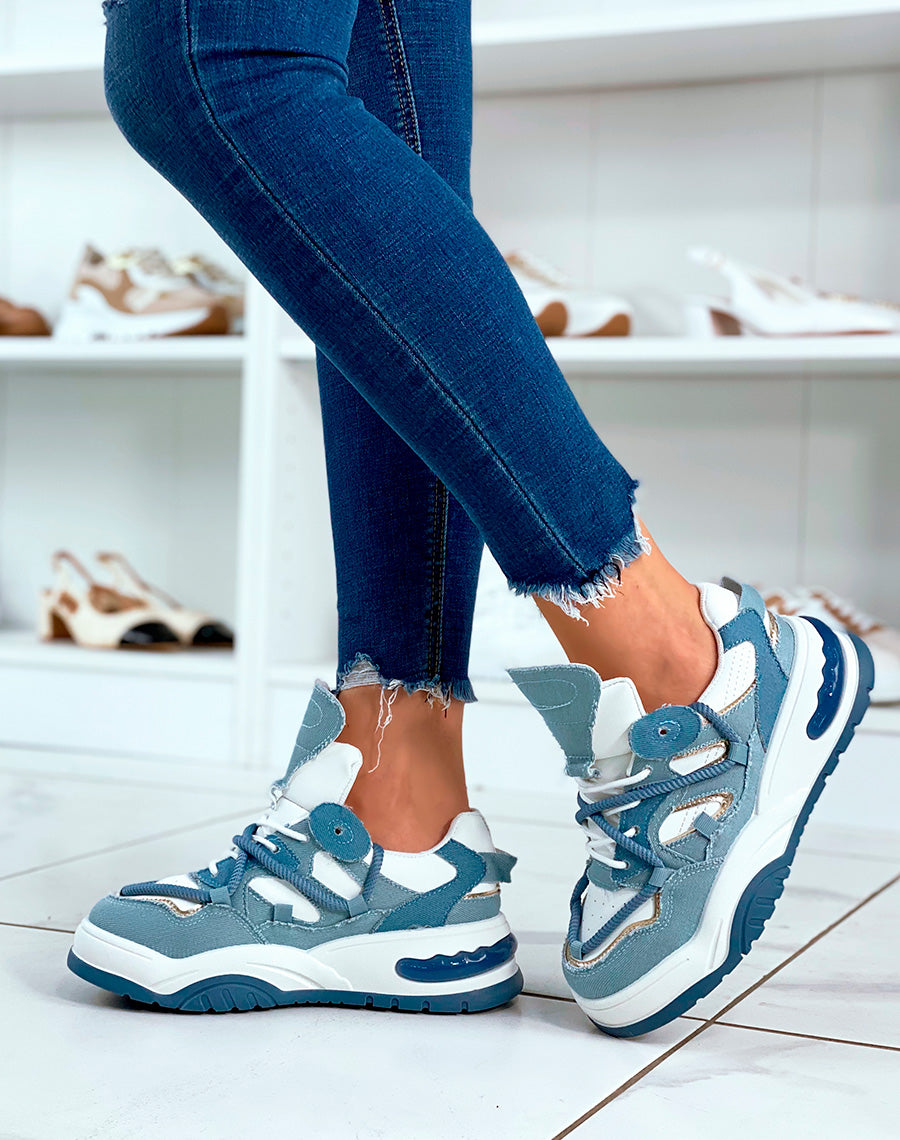 BASKETS EN JEAN ? MULTIPLES D?TAILS ET LACET EN CORDE