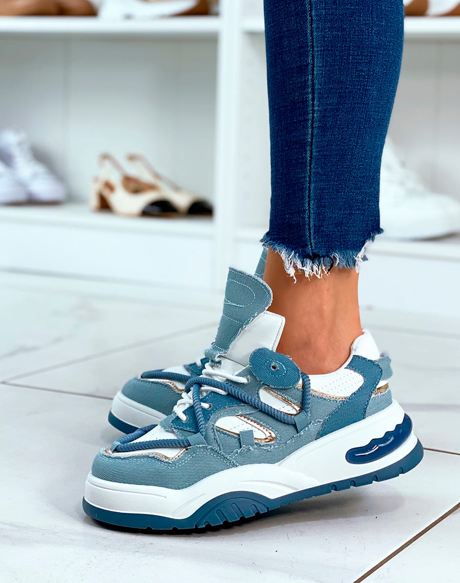 BASKETS EN JEAN ? MULTIPLES D?TAILS ET LACET EN CORDE