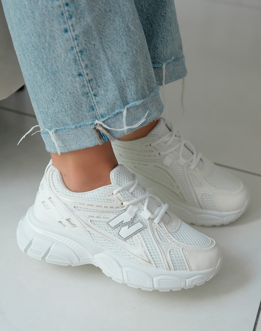 Baskets Femme Blanches et Gris Clair