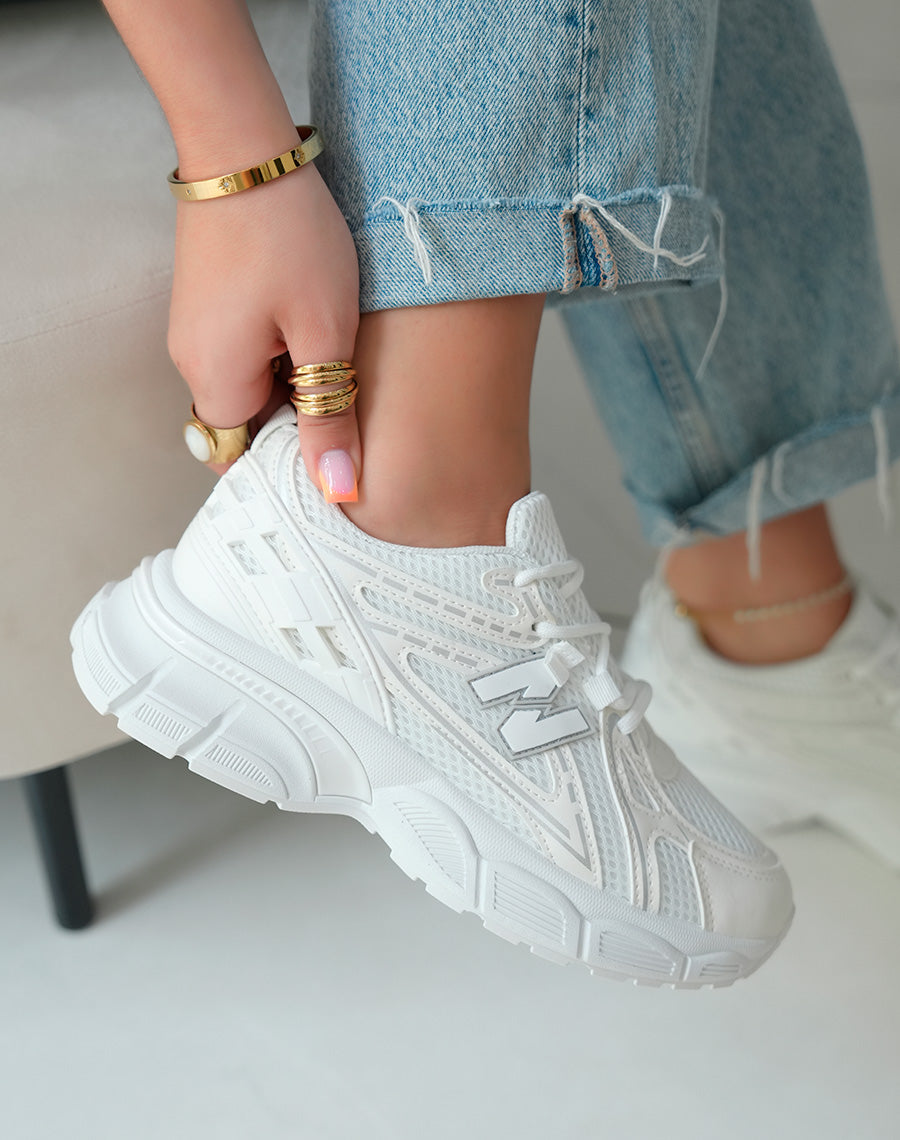 Baskets Femme Blanches et Gris Clair