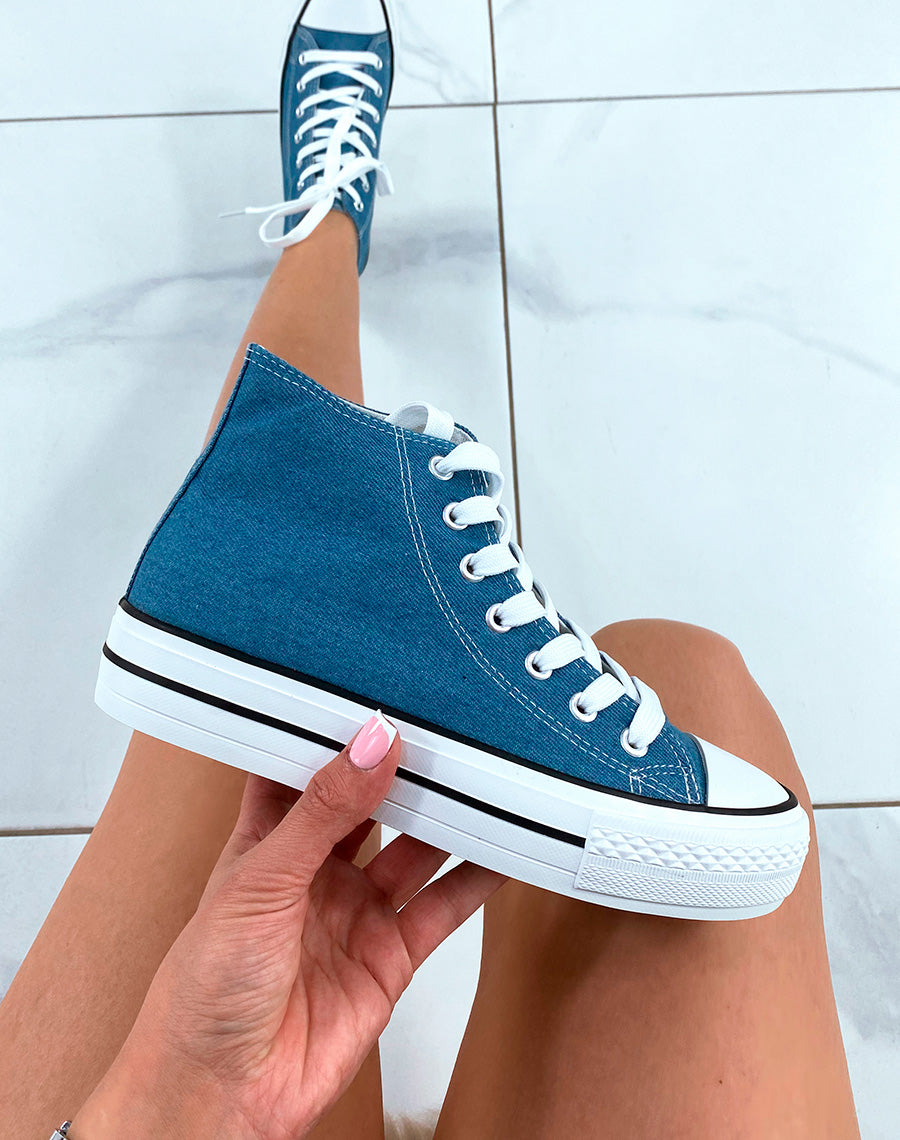 Baskets femme en toile jean