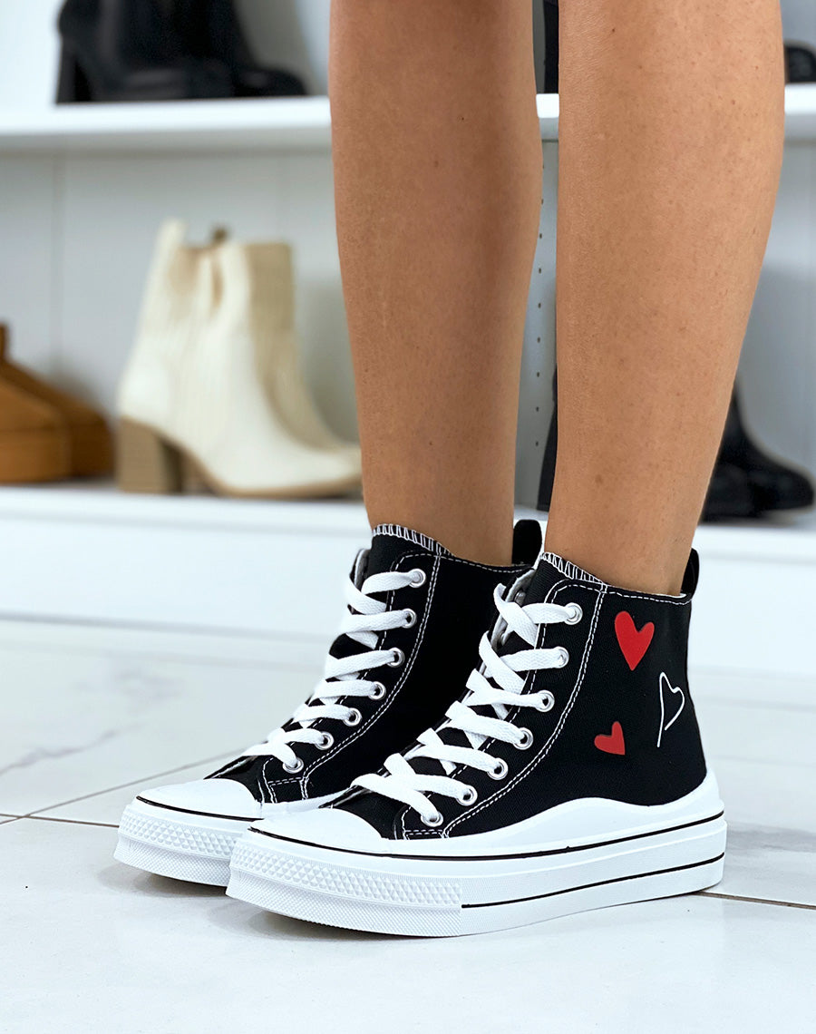 Baskets hautes noires à motifs