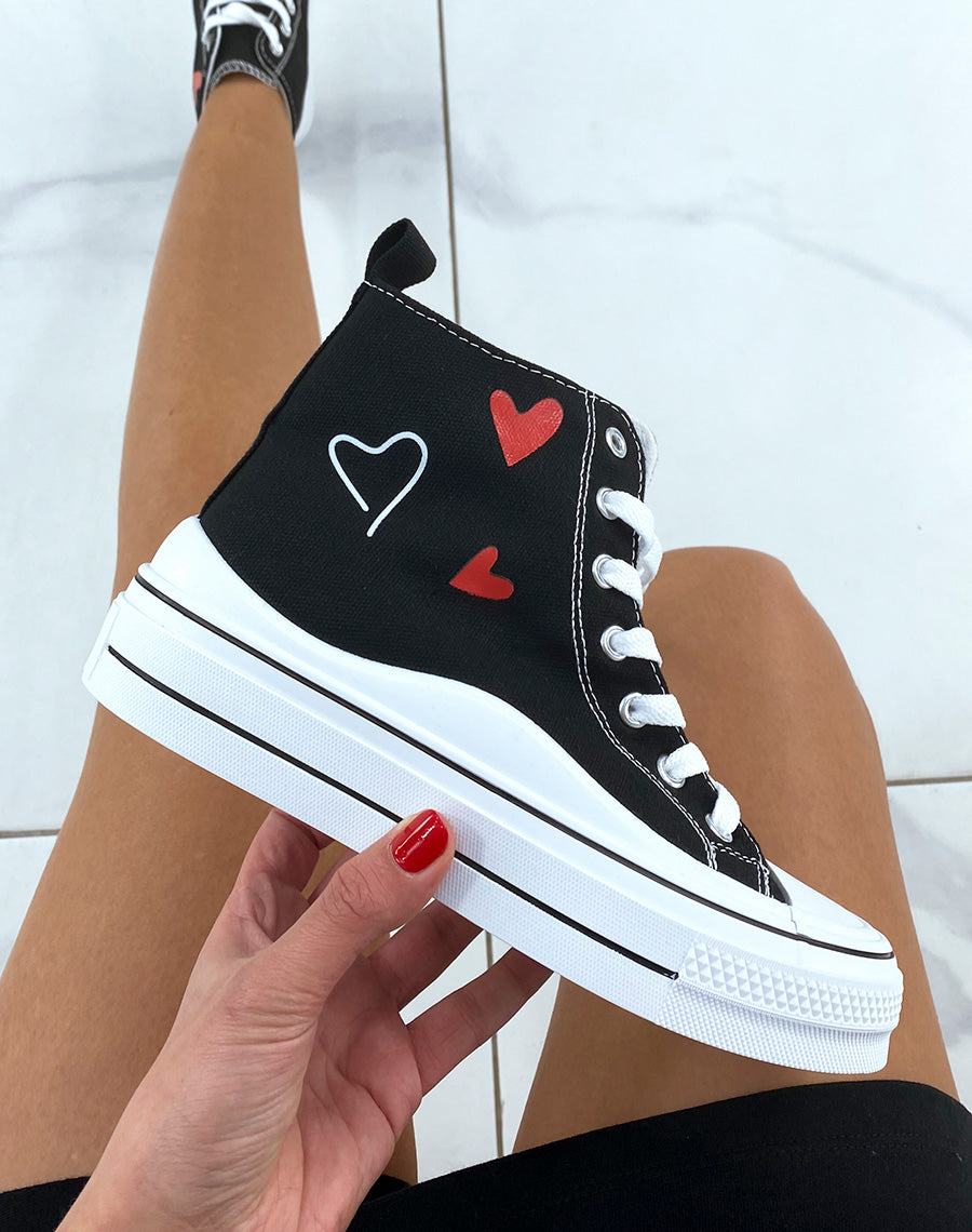 Baskets hautes noires à motifs