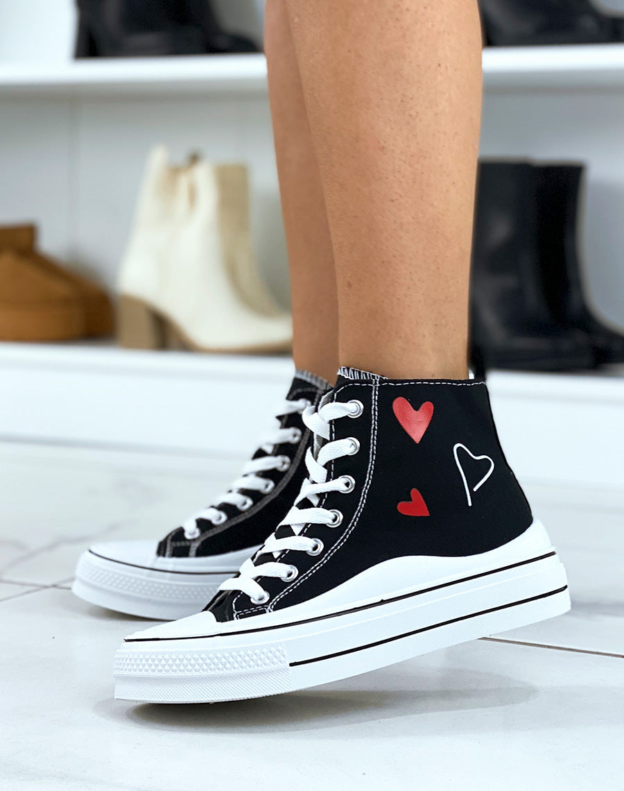 Baskets hautes noires à motifs