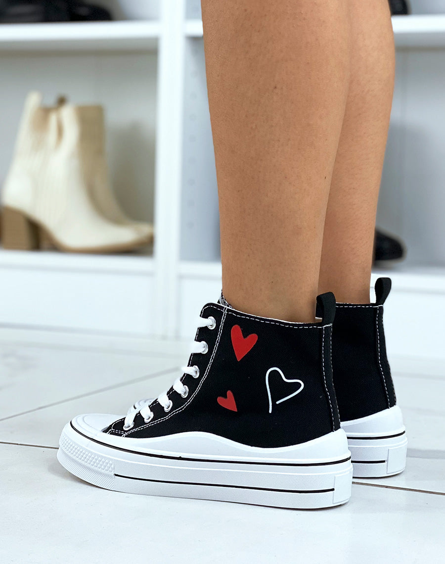 Baskets hautes noires à motifs