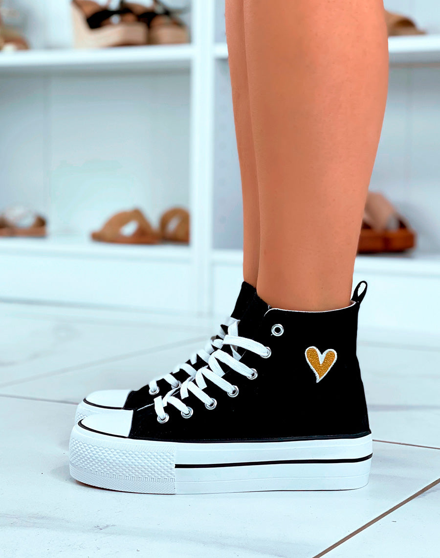 Baskets hautes noires à plateforme épaisse