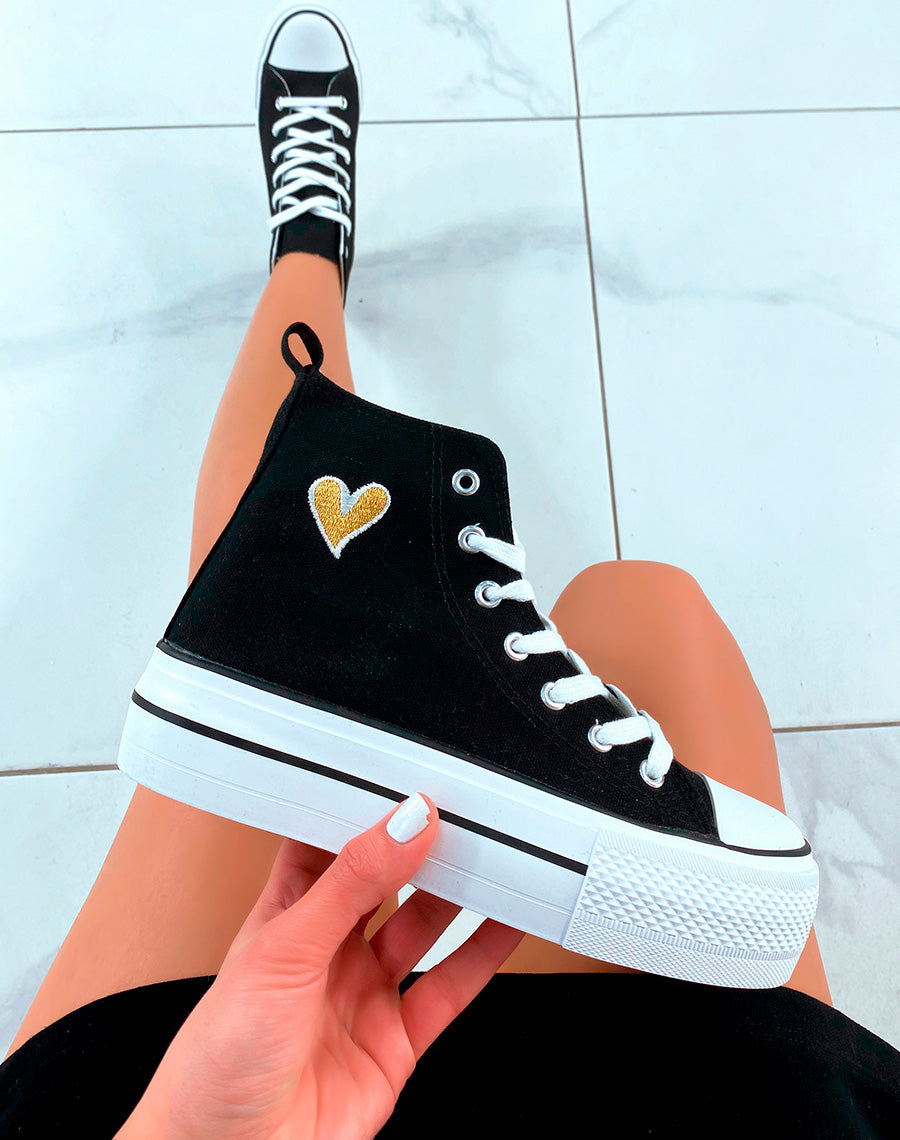 Baskets hautes noires à plateforme épaisse