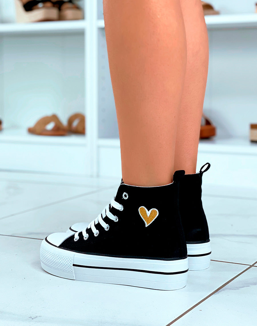 Baskets hautes noires à plateforme épaisse