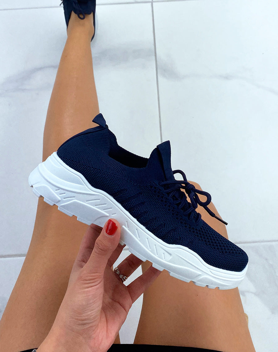 Baskets marine souples effet chaussette