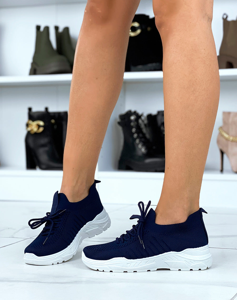 Baskets marine souples effet chaussette