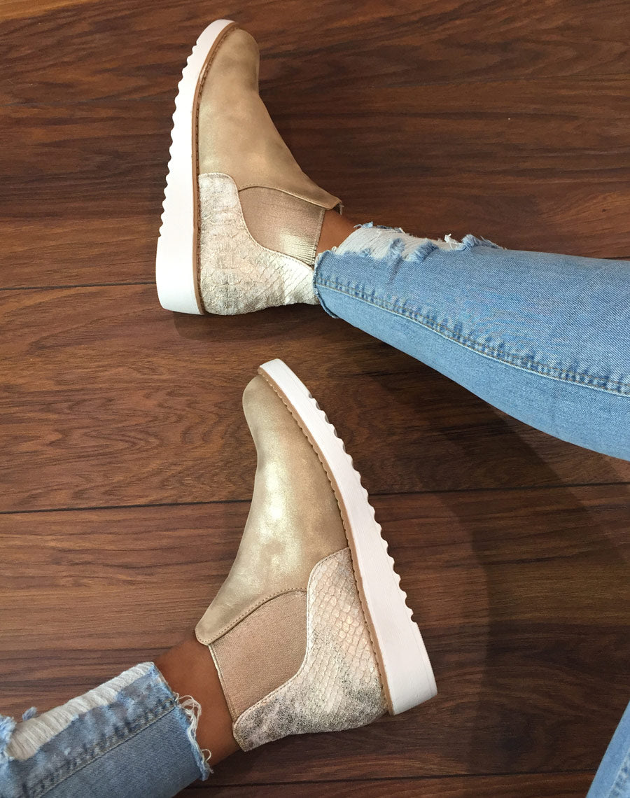 Baskets montantes bi matières beiges