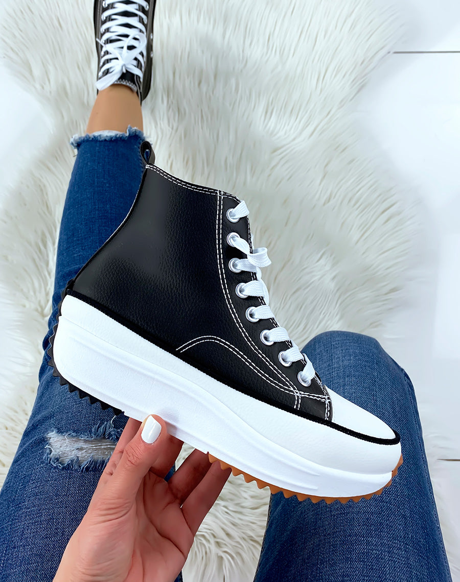 Baskets montantes noires à grosse plateforme