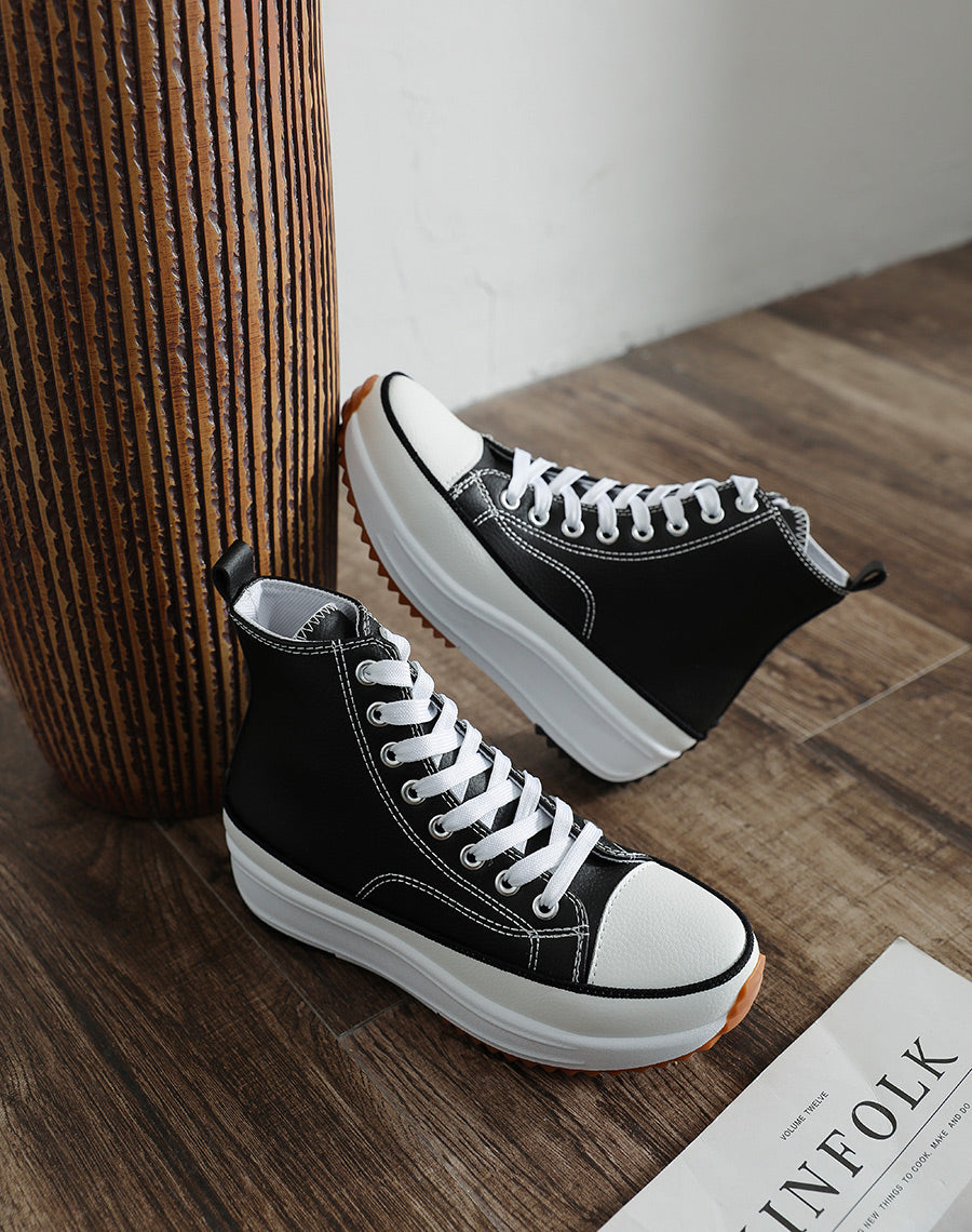 Baskets montantes noires à grosse plateforme