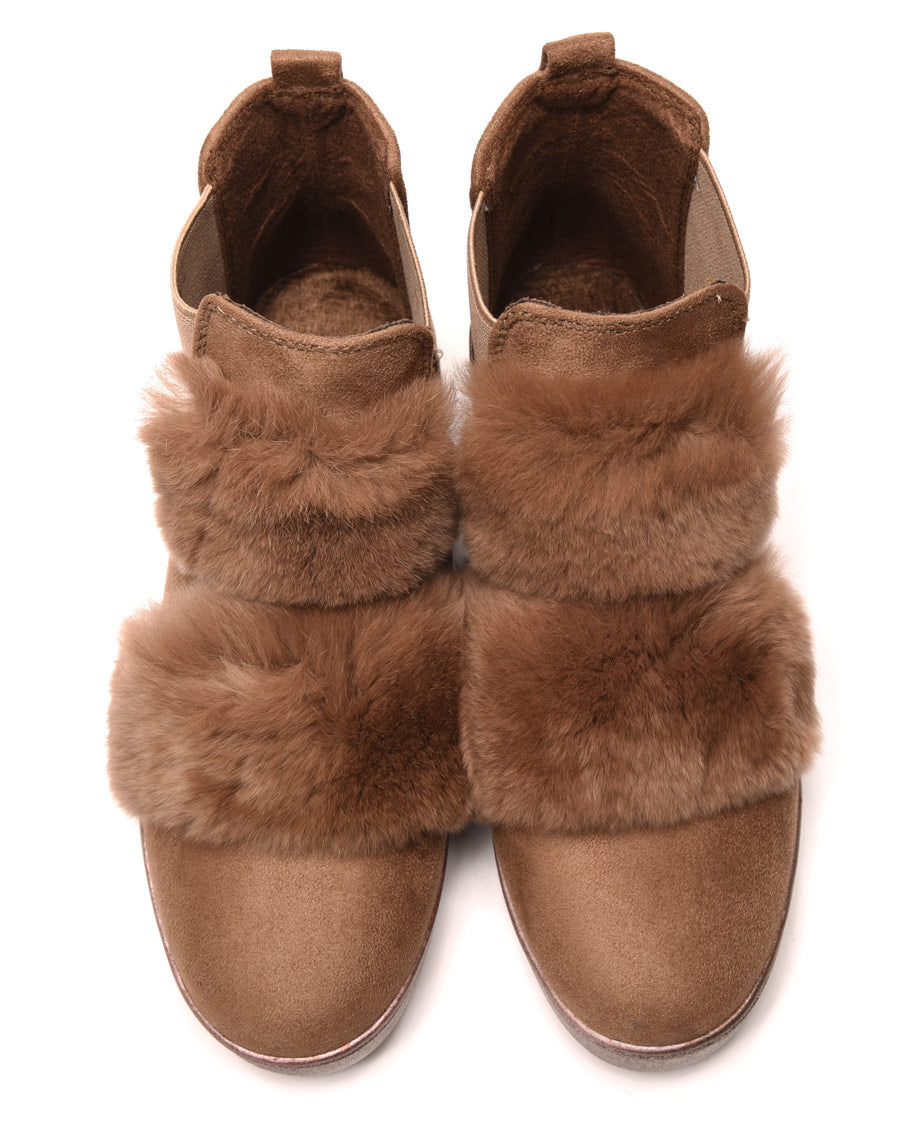 Baskets montantes taupes à moumoute