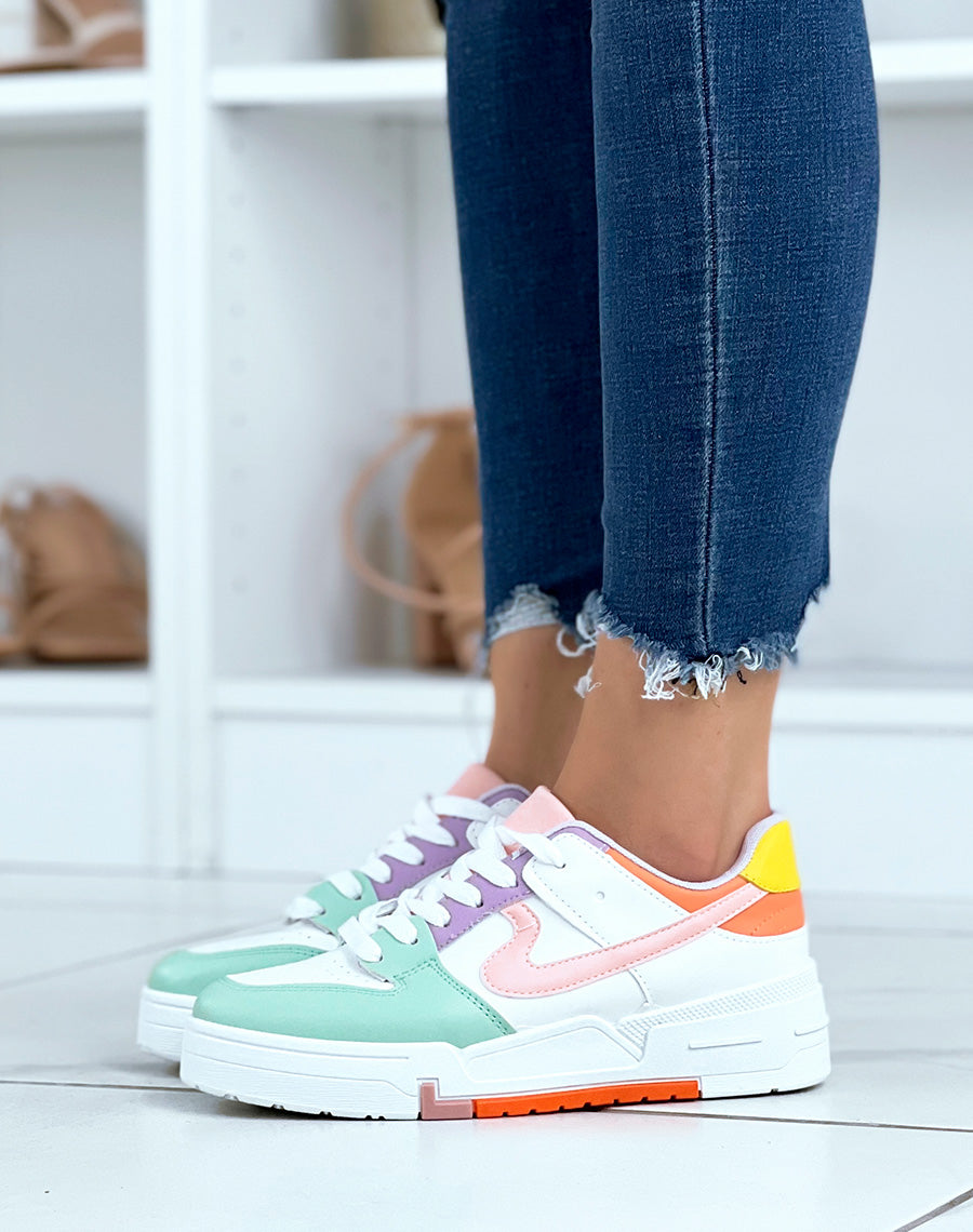 Baskets multicolores blanches et vertes