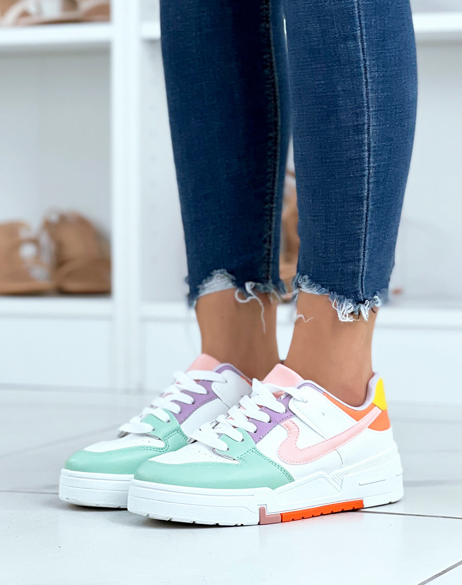 Baskets multicolores blanches et vertes