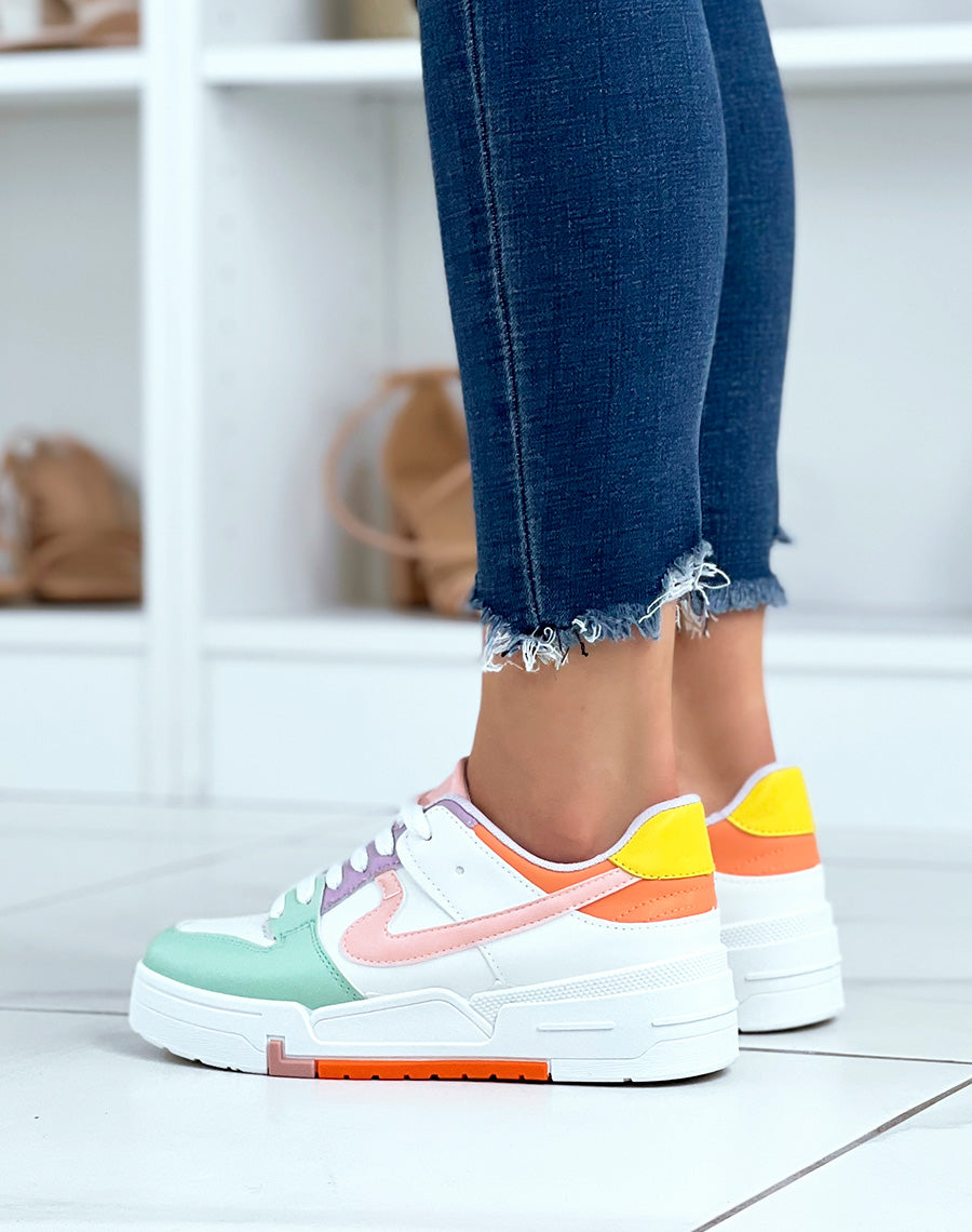 Baskets multicolores blanches et vertes