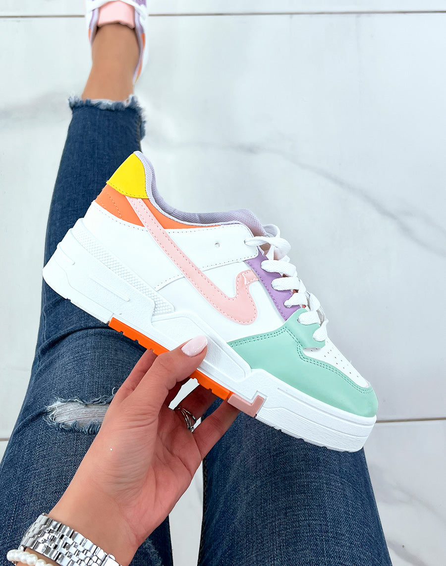 Baskets multicolores blanches et vertes