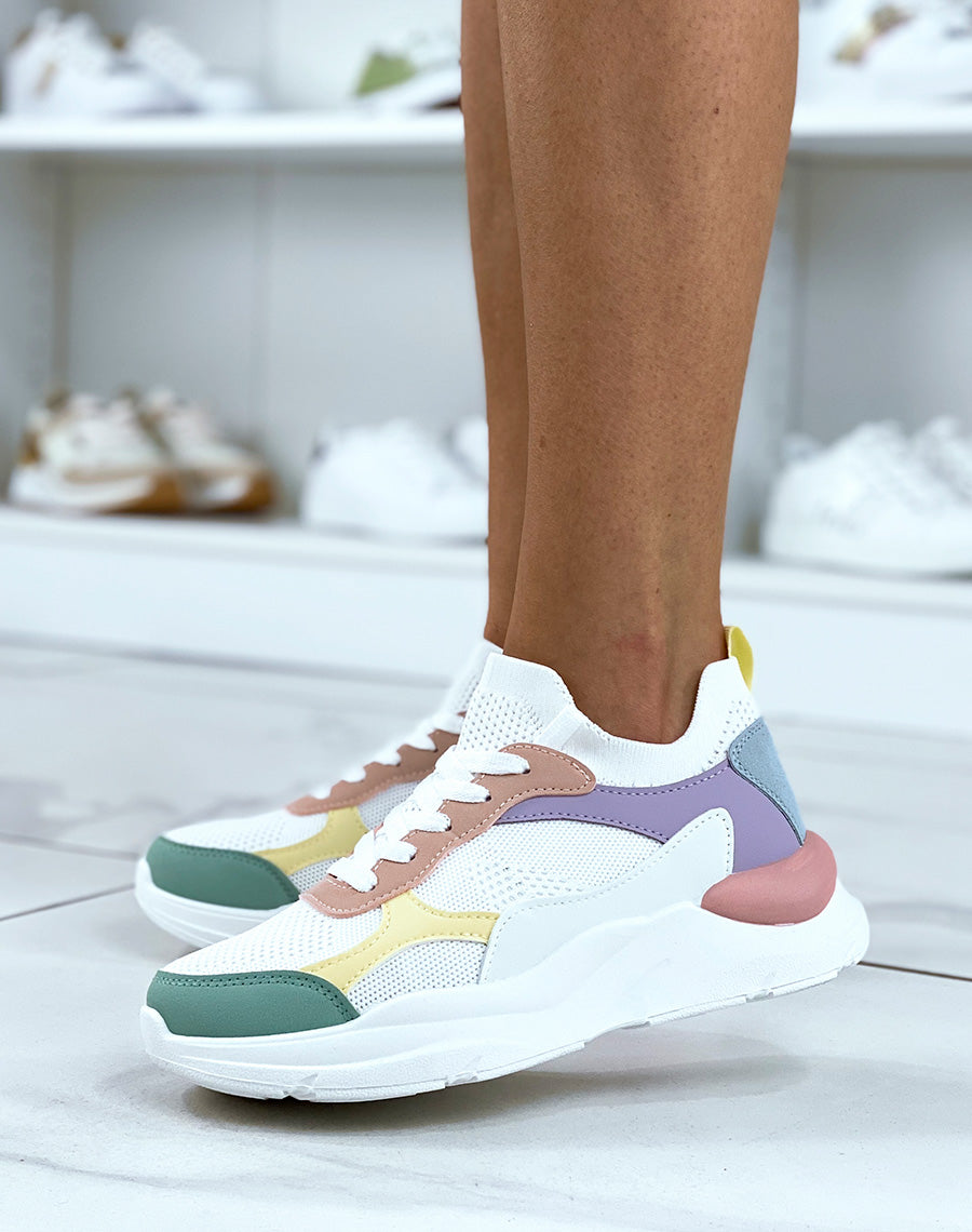 Baskets multicolores en tissus à grosse plateforme