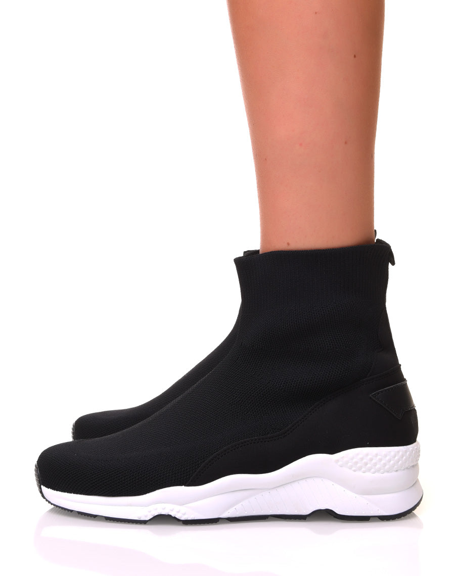Baskets noires effet chaussette en toile
