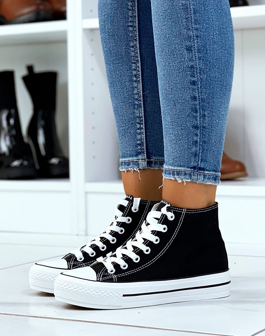 Baskets noires en toile montantes