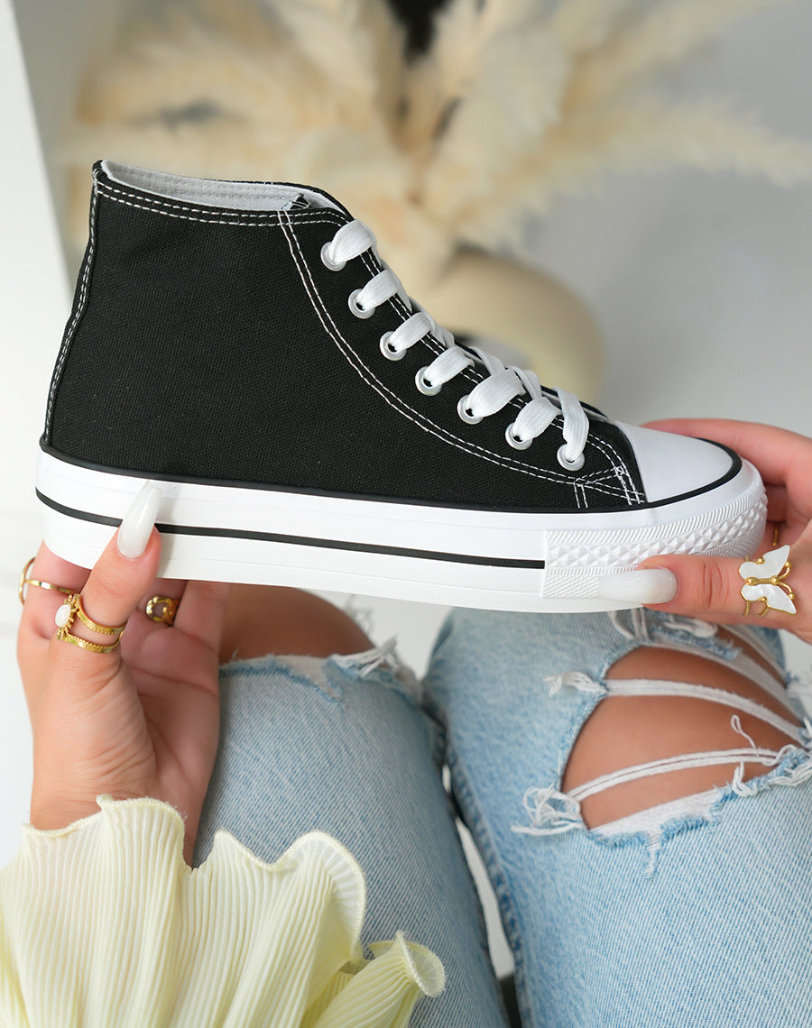 Baskets noires en toile montantes