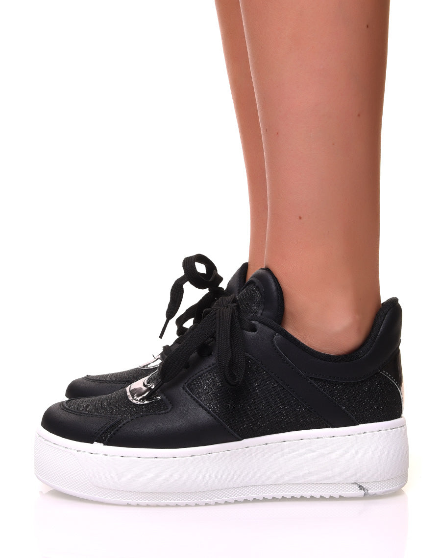 Baskets Pointues Gabriella En Cuir Noir Et Argent - Pointure 36 (US 6), Fabriqué En Italie, Neuves Avec Boîte